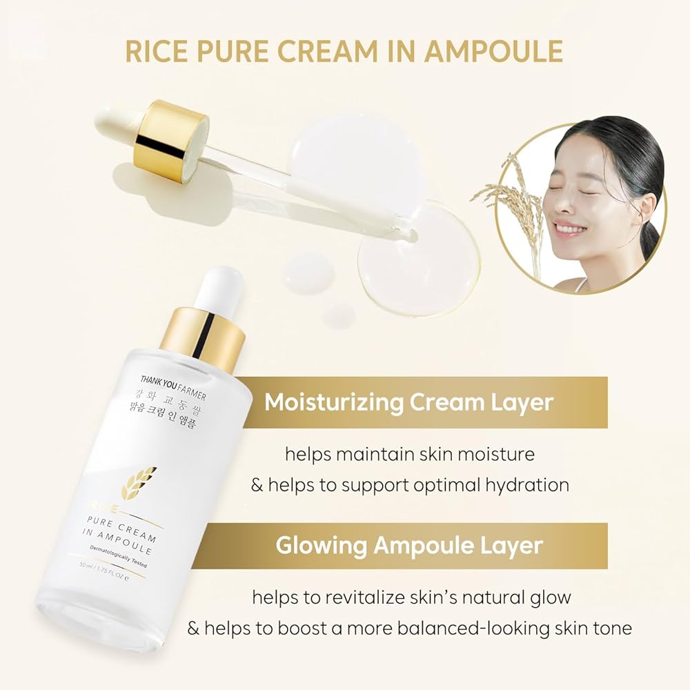 Thank You Farmer Rice Pure Cream In Ampoule 50ml - Sando Skin