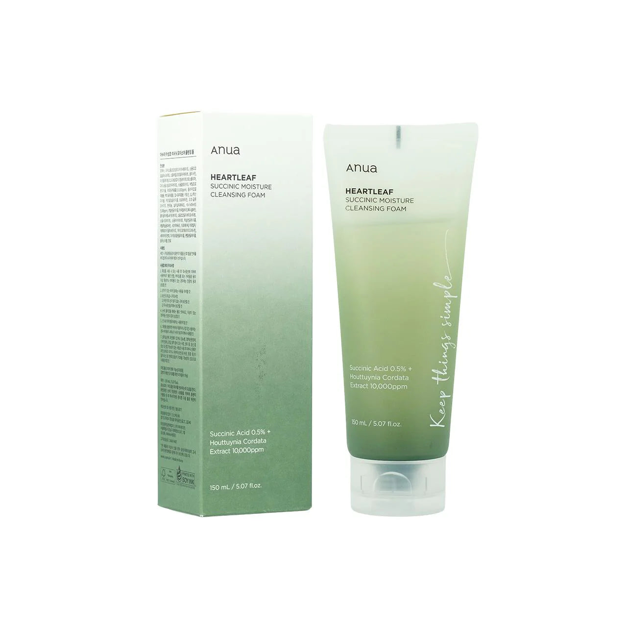 Anua - Heartleaf Succinic Moisture Cleansing Foam - Sando Skin
