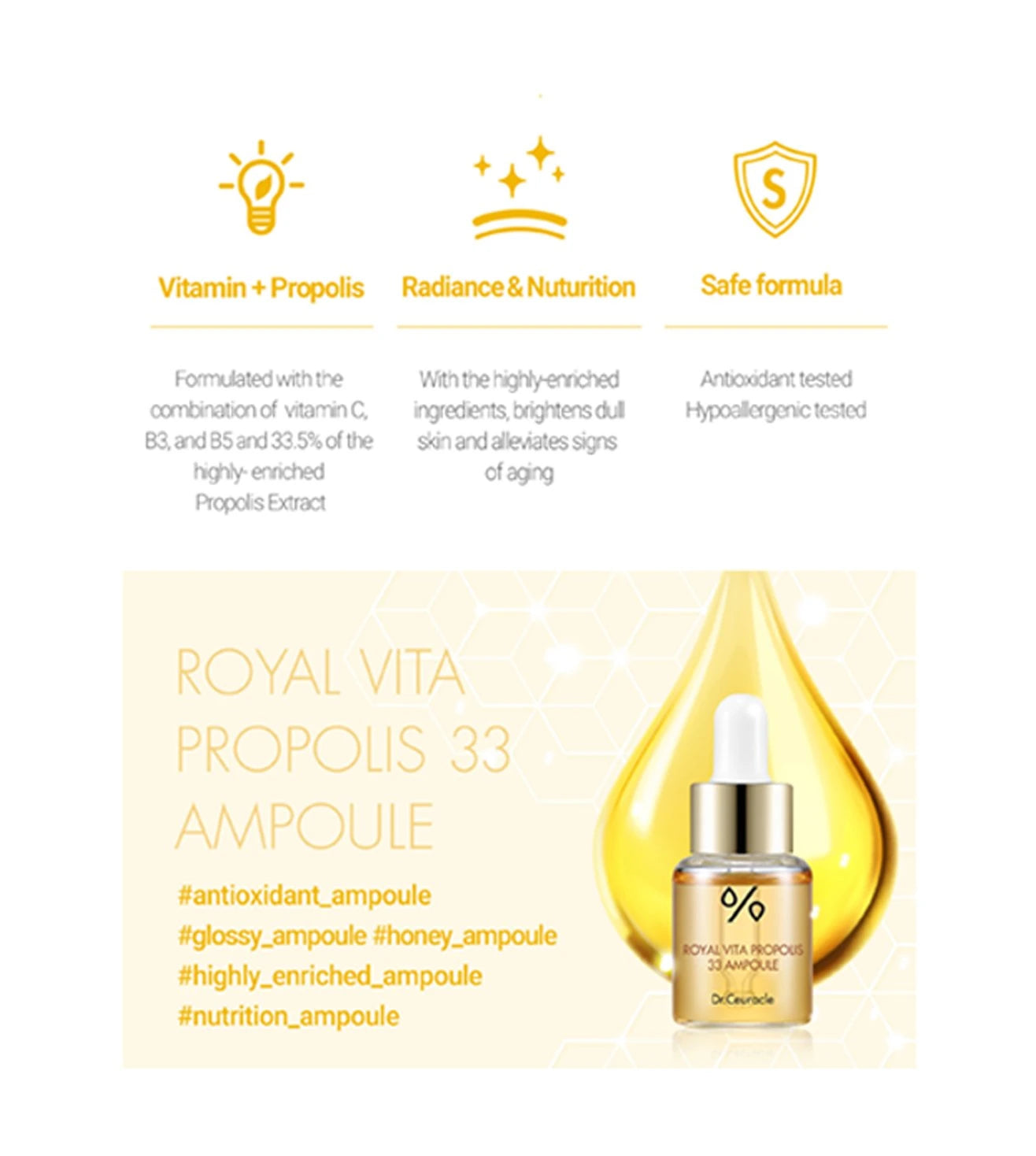 Dr. Ceuracle Royal Vita Propolis 33 Ampoule 30 ml - Sando Skin