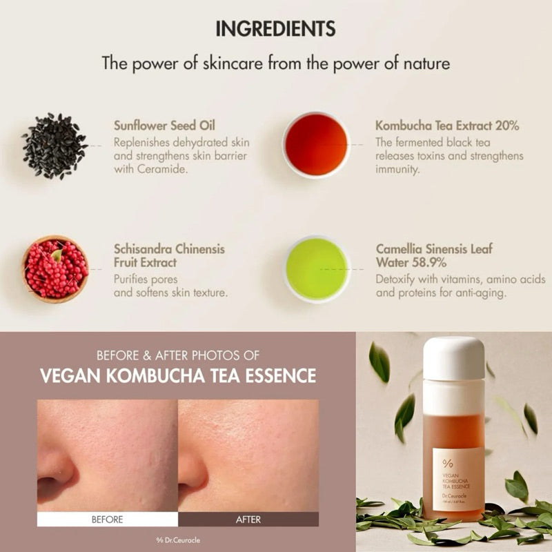 Dr. Ceuracle Vegan Kombucha Tea Essence 150 ml - Sando Skin