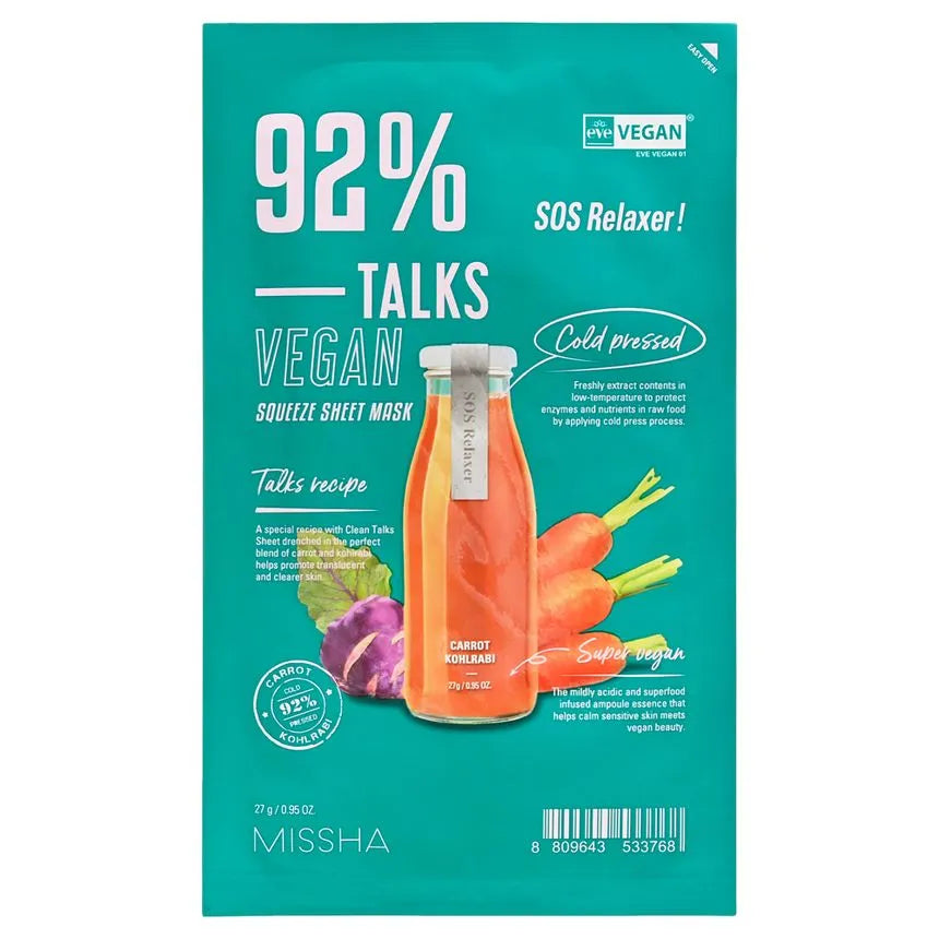 MISSHA - Talks Vegan Squeeze Sheet Mask 27ml - Sando Skin