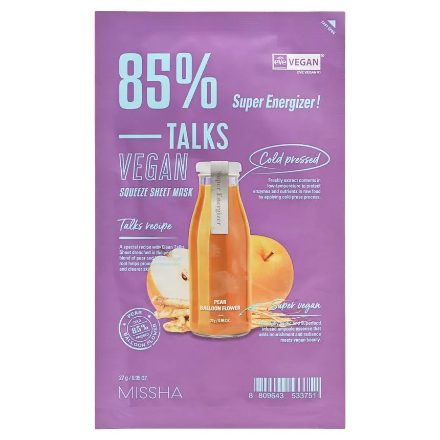 MISSHA - Talks Vegan Squeeze Sheet Mask 27ml - Sando Skin