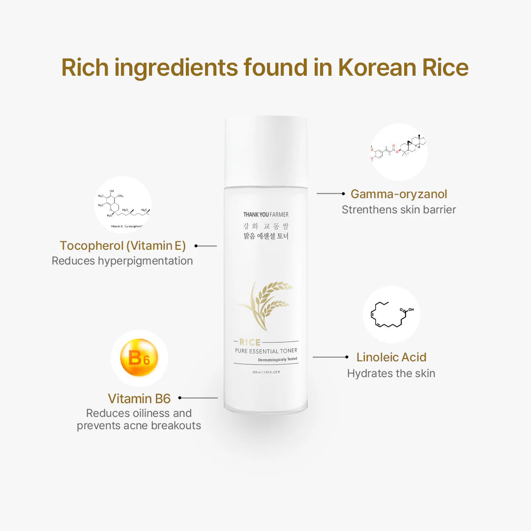 Thank You Farmer Rice Pure Essential Toner (200ml) - Sando Skin